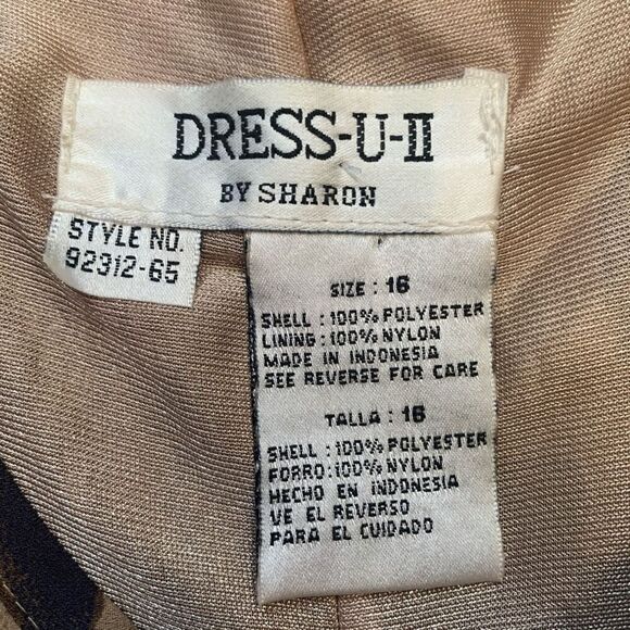 Vintage Dress Maxi Cream Red Brown Printed Abstract Art Sleeveless Scoop Neck - Picture 8 of 10